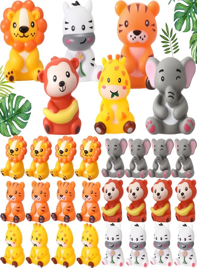 Blueweenly 24 Pcs Rubber Jungle Safari Animal Bulk Zoo Animal Figures Toys Wild Jungle Birthday Party Favors Zebra Elephant Monkey Lion Giraffe Bath Toys for Kids Birthday Baby Shower Classroom Prize - Image 1